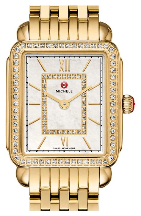 replica of michele watches|michele gold watch with diamonds.